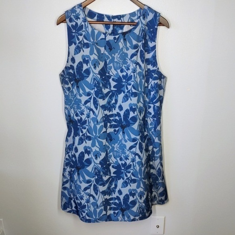 RipSkirt Hawaii Dress Womens Large Blue Floral Pockets Tropical Beachy Vacation - Picture 12 of 12
